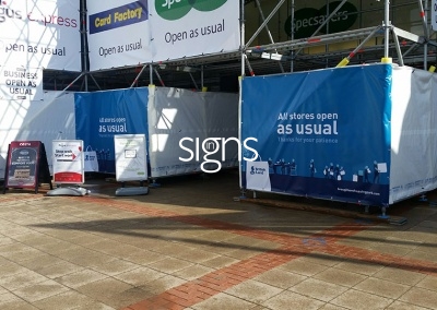 Stores Open as Usual Construction Site Banners