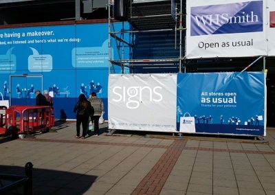 Stores Open as Usual Construction Site Banners