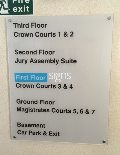 Magistrates Court Acrylic Directories for Receptions