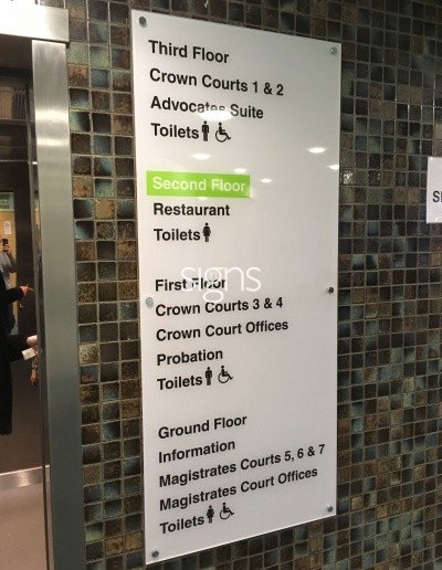 Magistrates Court Acrylic Directories for Receptions